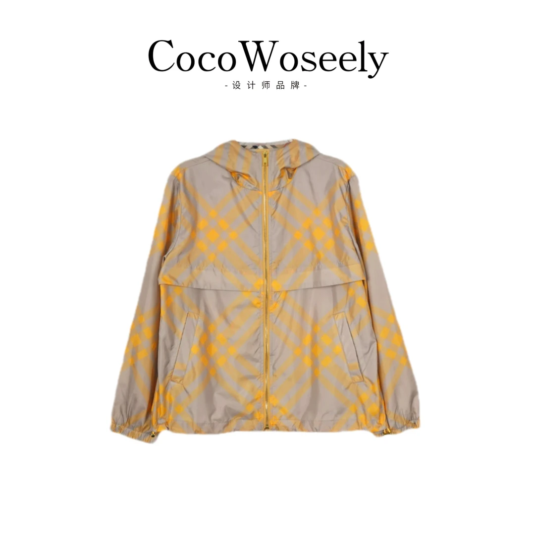 【橙彩悦灵】格纹印花百搭连帽防晒外套女装JJ