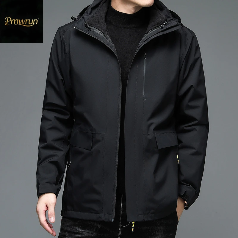 三合一秋冬外套可拆卸连帽秋冬装男士百搭休闲夹克防风防水冲锋衣