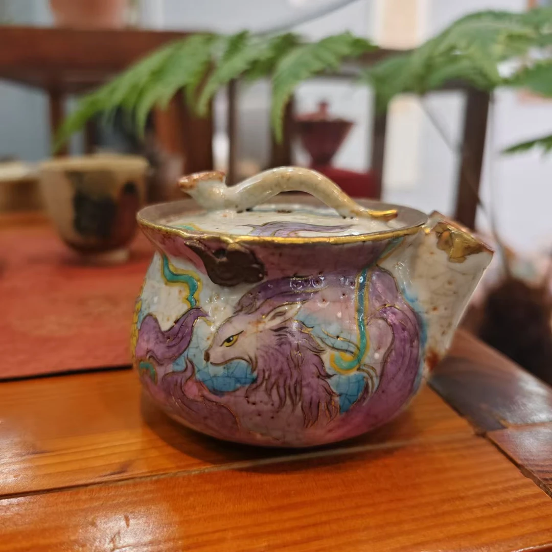 喜物 九觉堂九离紫火九尾狐手抓壶茶具手抓宝瓶陶瓷泡茶壶
