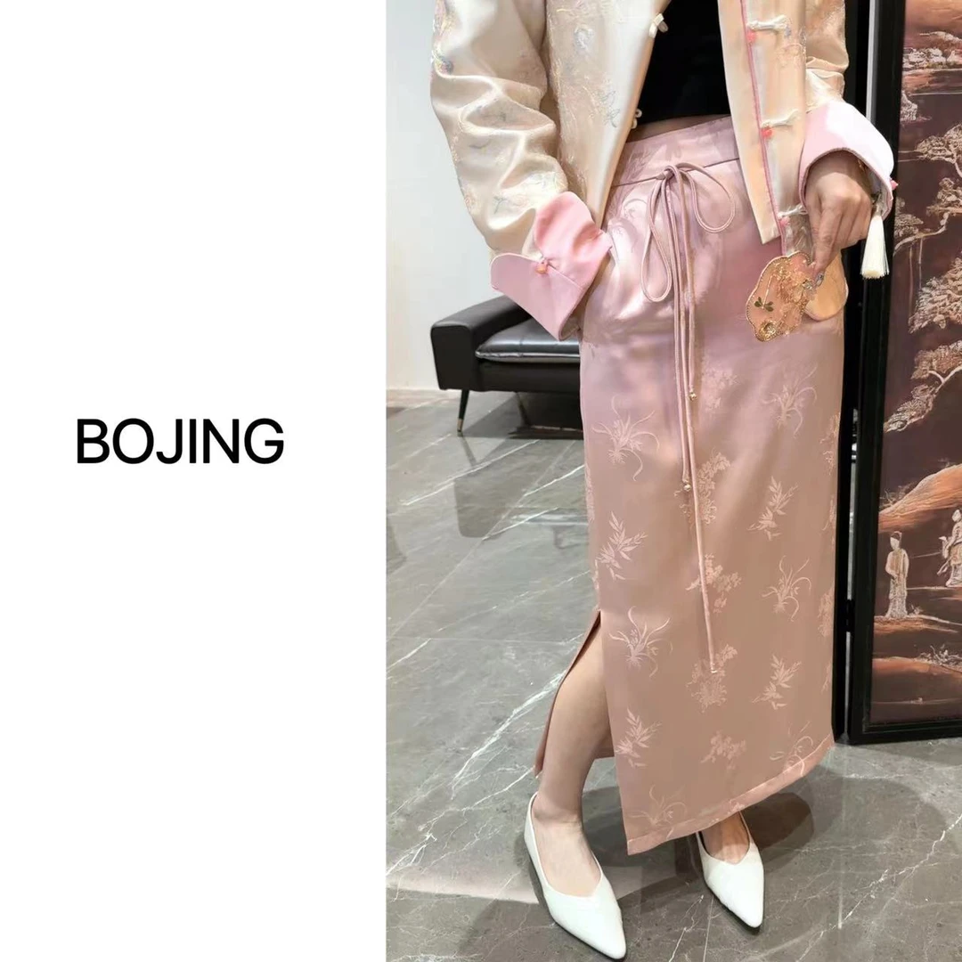 现货【四君子】新中式时尚春夏中国风提花复古国风裙子