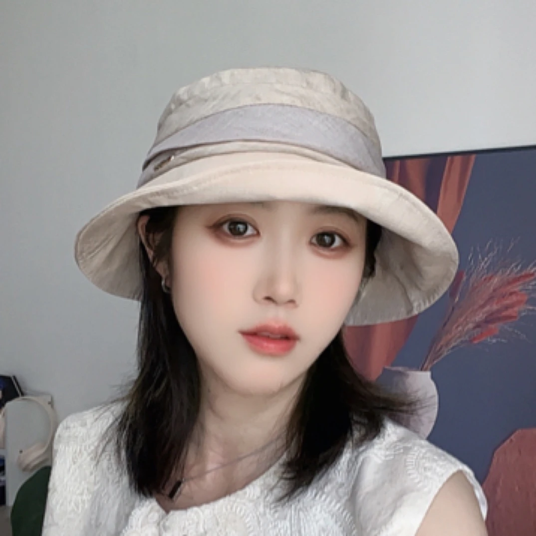 帽子女夏季2025新款轻薄小檐妈妈帽全麻时尚洋气防晒遮阳渔夫帽