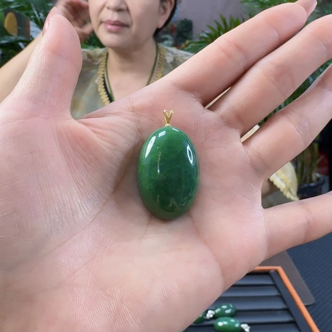 和田玉（碧玉）银S925镶嵌颈饰