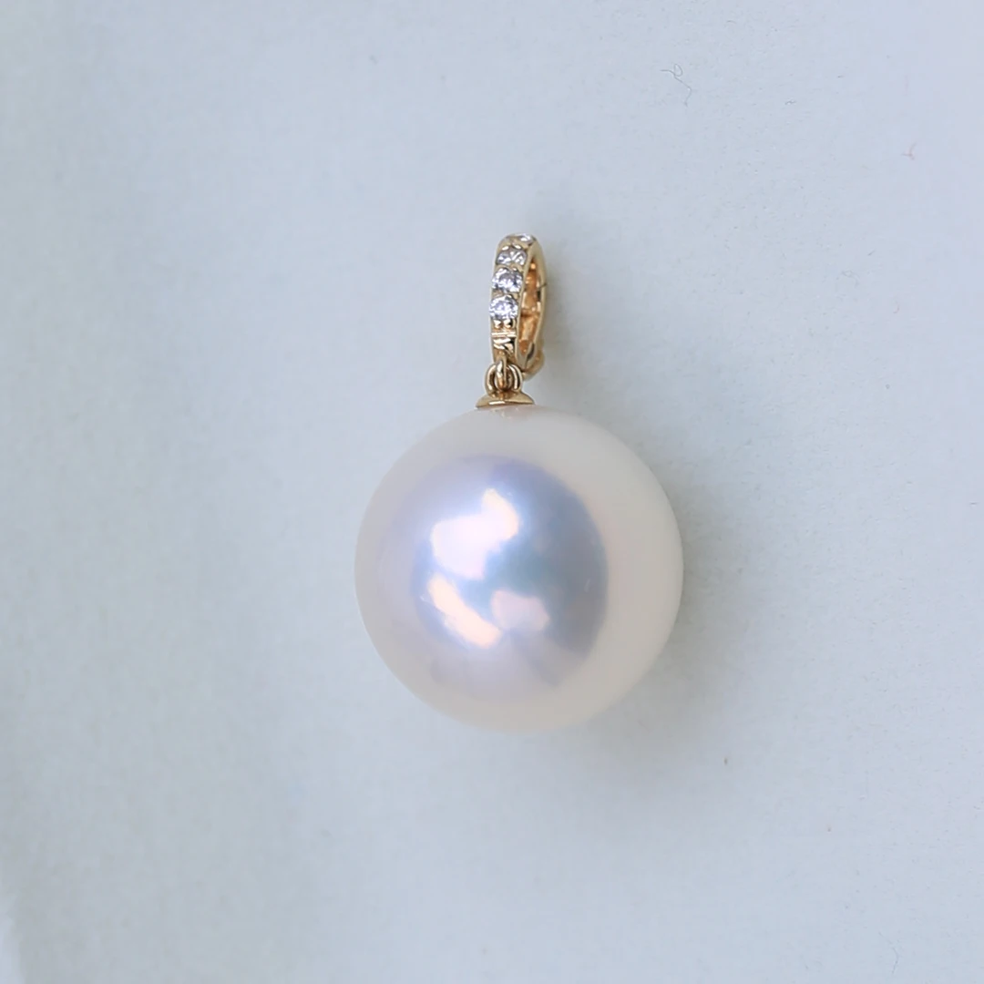 天然珍珠18K镶嵌大龙珠吊坠15-16mm经典大点位