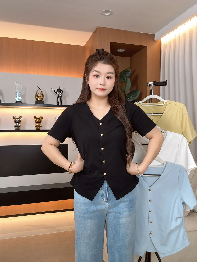 【晓晓】大码女装微胖mm夏季必备正肩显瘦短袖T恤宽松显瘦遮肉上衣