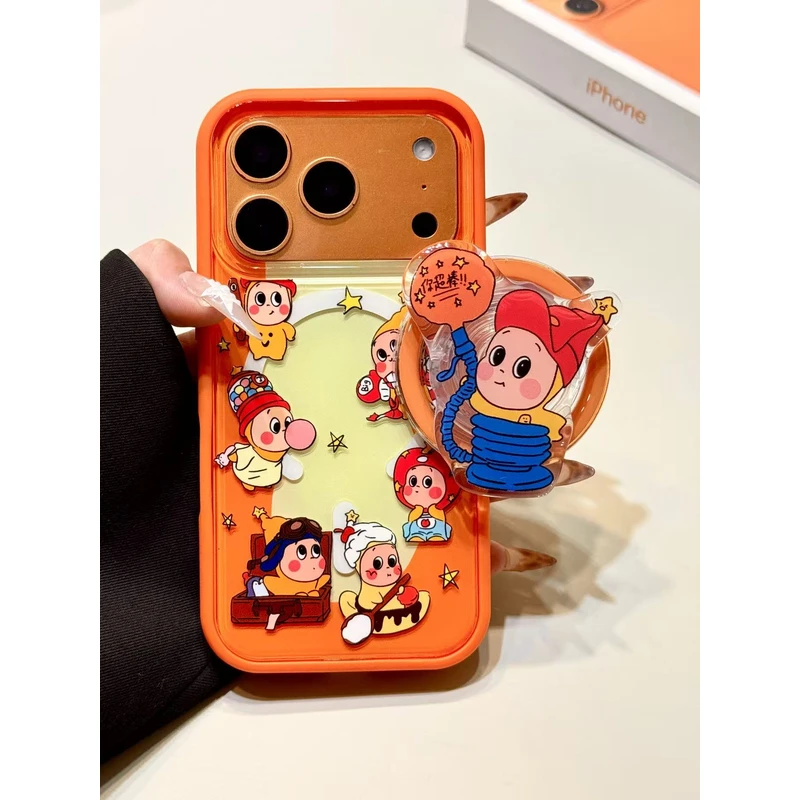橙色围边百变星星男孩磁吸支架适用苹果17promax手机壳15iphone16