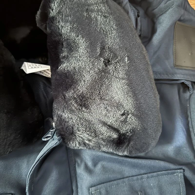 藏青色中长款冬季加厚抗寒防水户外棉大衣