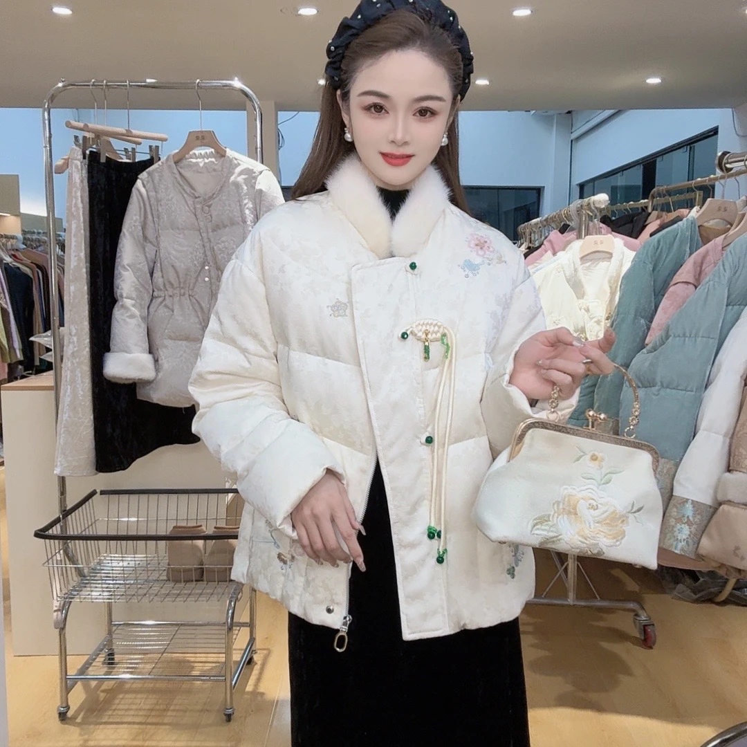 七七专属-中式国风拼接新款盘扣保暖外套A55524