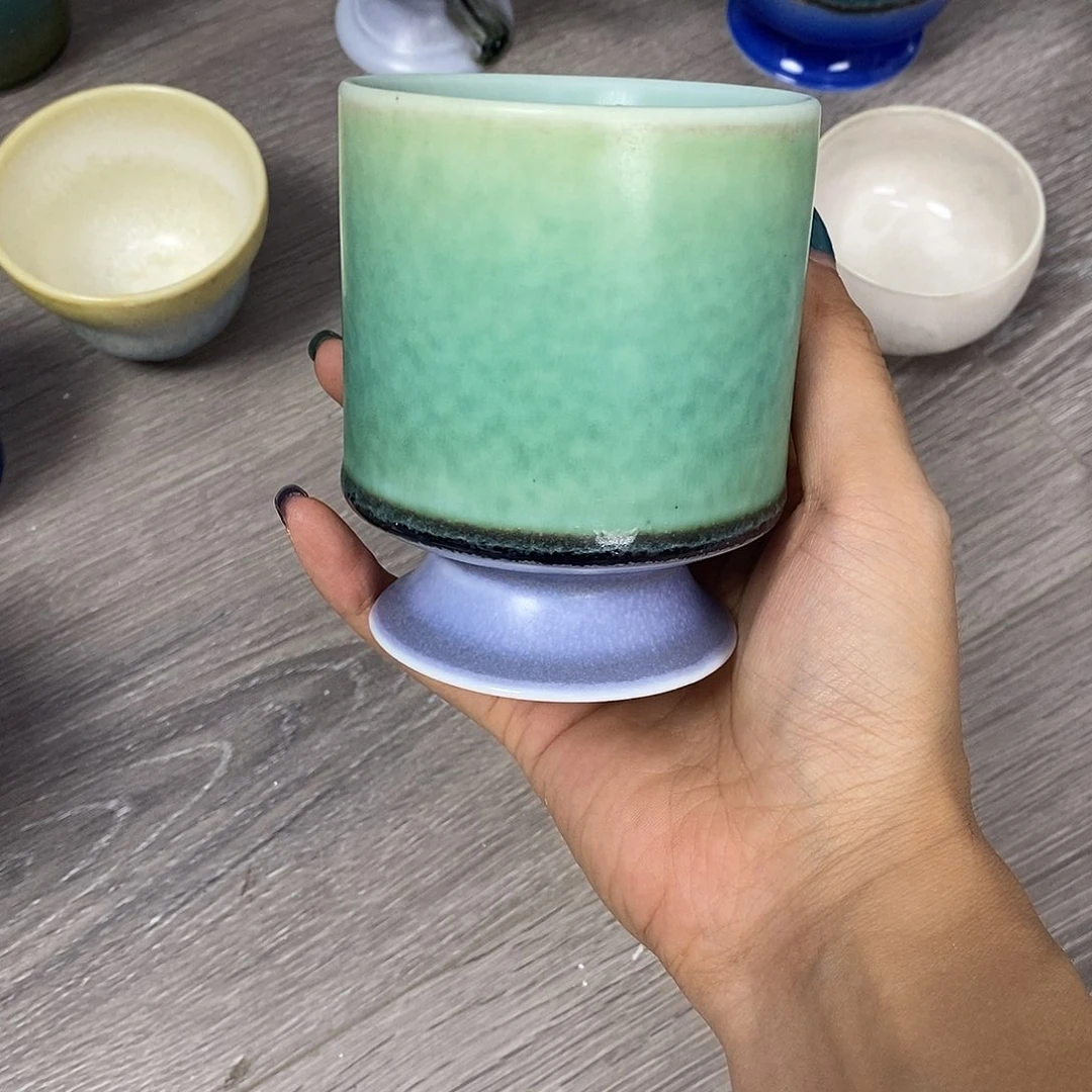 景德镇高温颜色釉高脚杯