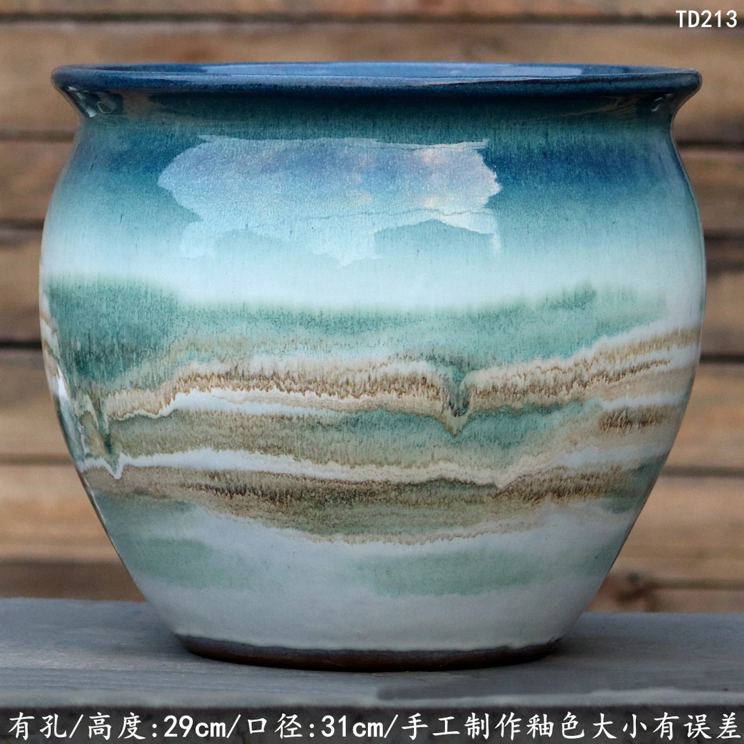 特大号中国风大口径陶瓷花盆适用于室内外绿植花卉盆栽TD213