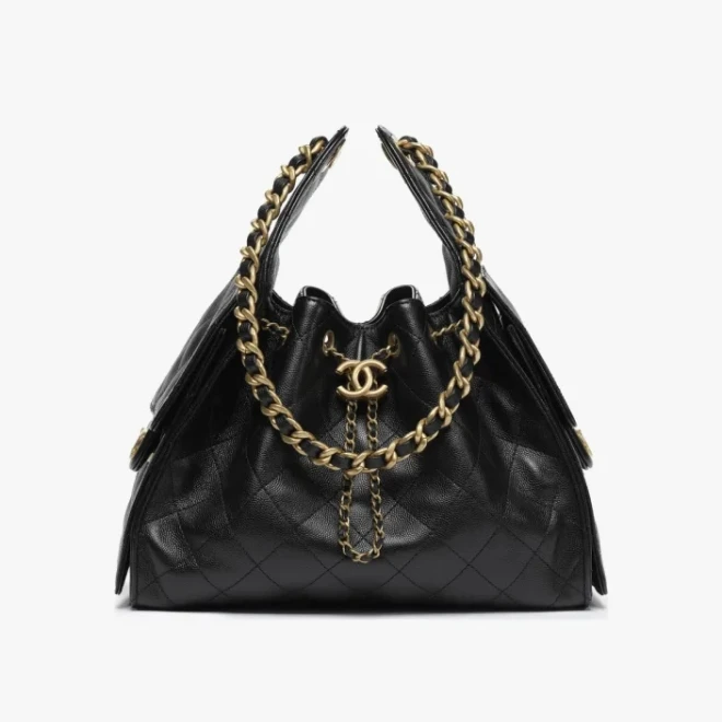 未使用 Chanel/香奈儿 花花25BAG 腋下单肩包 小号26*30 黑色