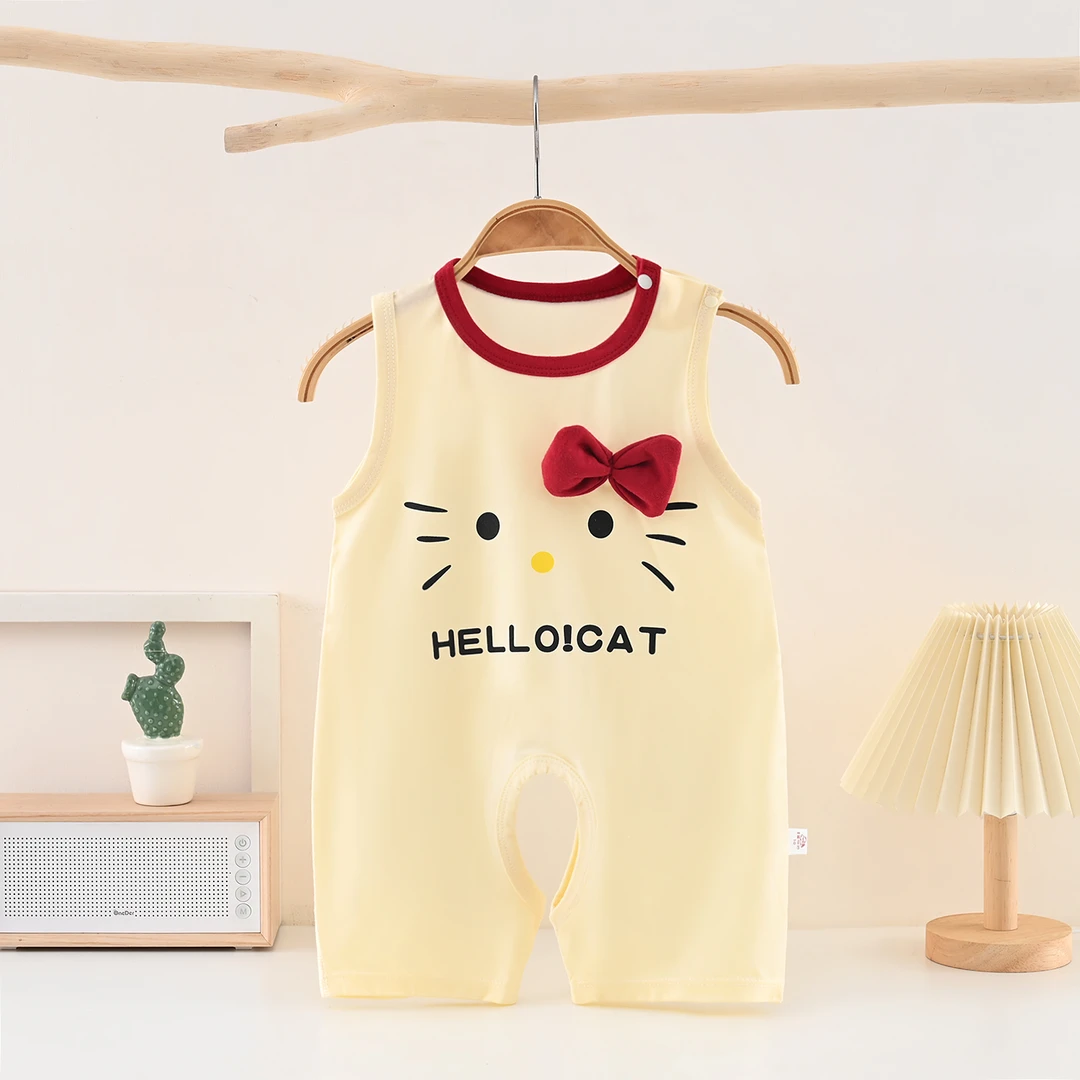 【新款捏捏乐】夏季薄款婴幼儿连体开裆爬服