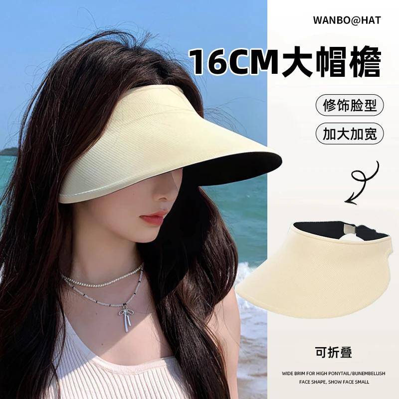 大帽檐防晒帽女2025新款显脸小夏季骑行遮脸防紫外线空顶太阳帽子