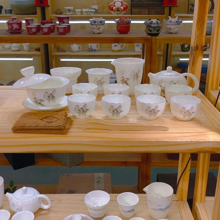 【不止】羊脂玉瓷茶具套装