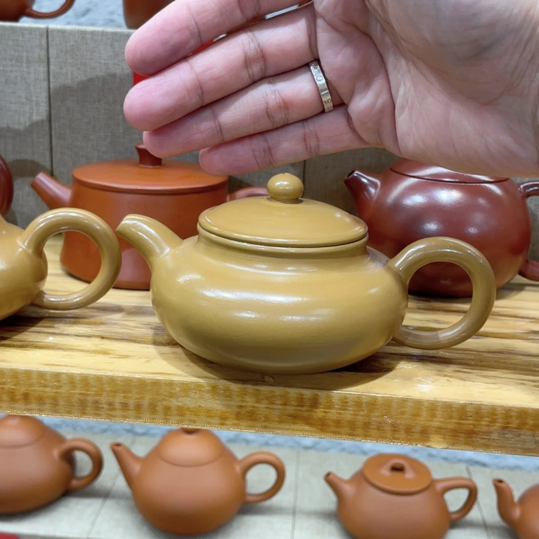 茶壶紫砂D*仿古黄金段泥120毫升全品
