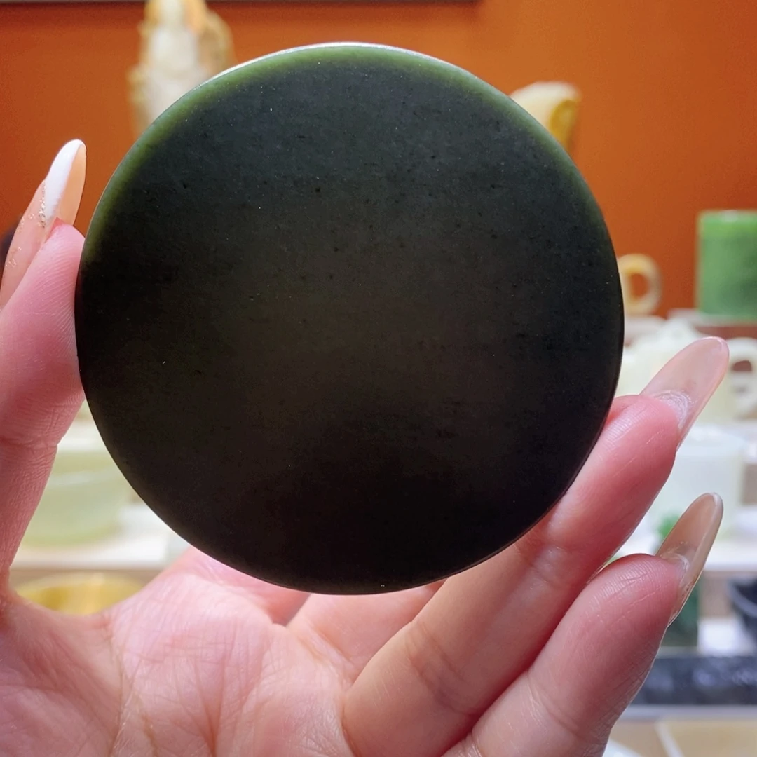 未镶嵌和田玉摆件和田玉青玉杯垫69mm