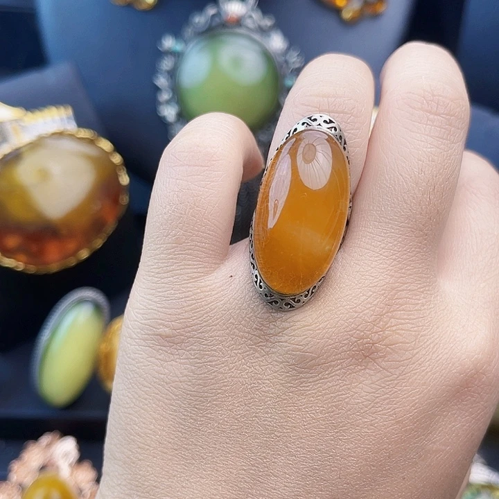 琥珀银S925镶嵌裸石