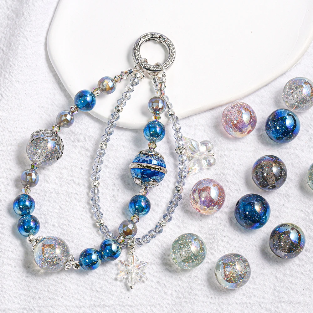 【海家】镭射珠直孔圆珠12MM手工diy饰品配件装饰