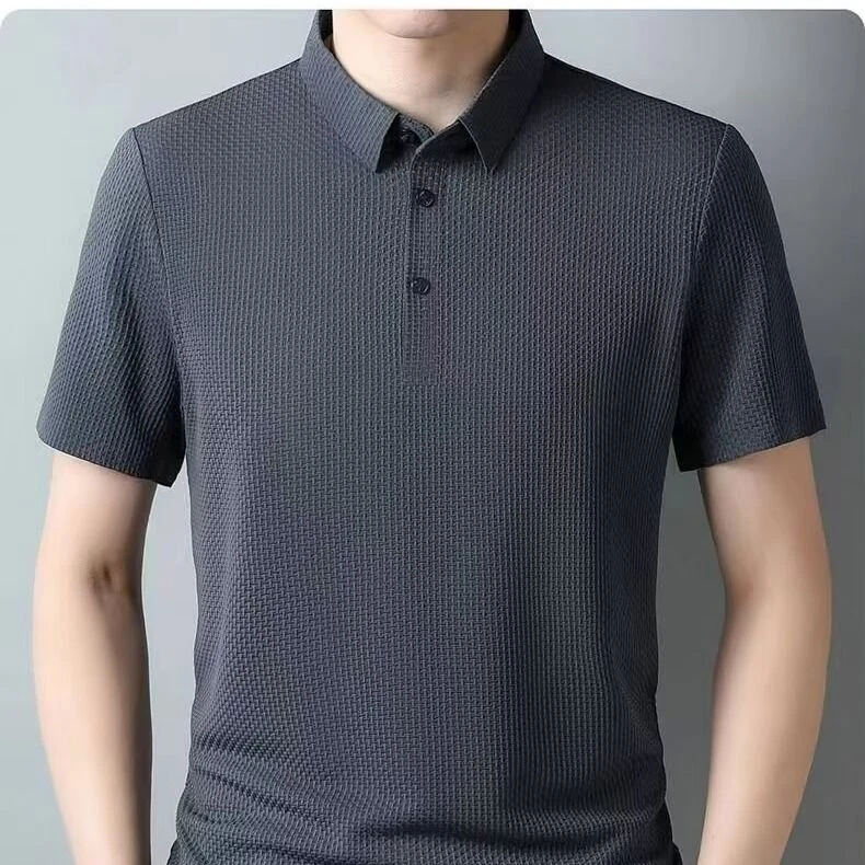 薄款冰丝短袖Polo衫男士夏季潮流时尚商务纯色速干休闲翻领上衣男