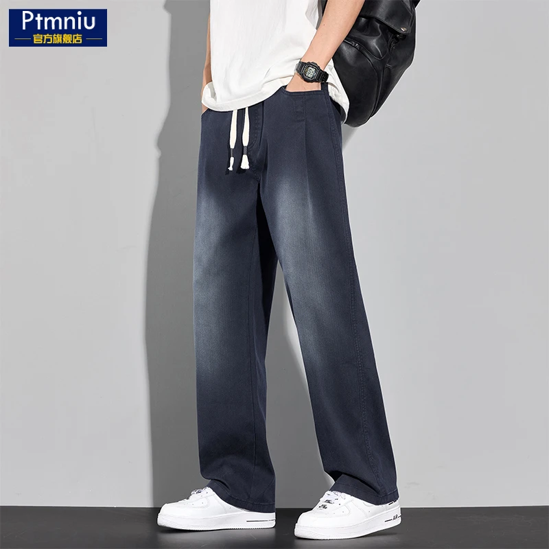 冰氧星空纹休闲裤男2025夏季薄款潮流宽松直筒阔腿弯刀工装长裤