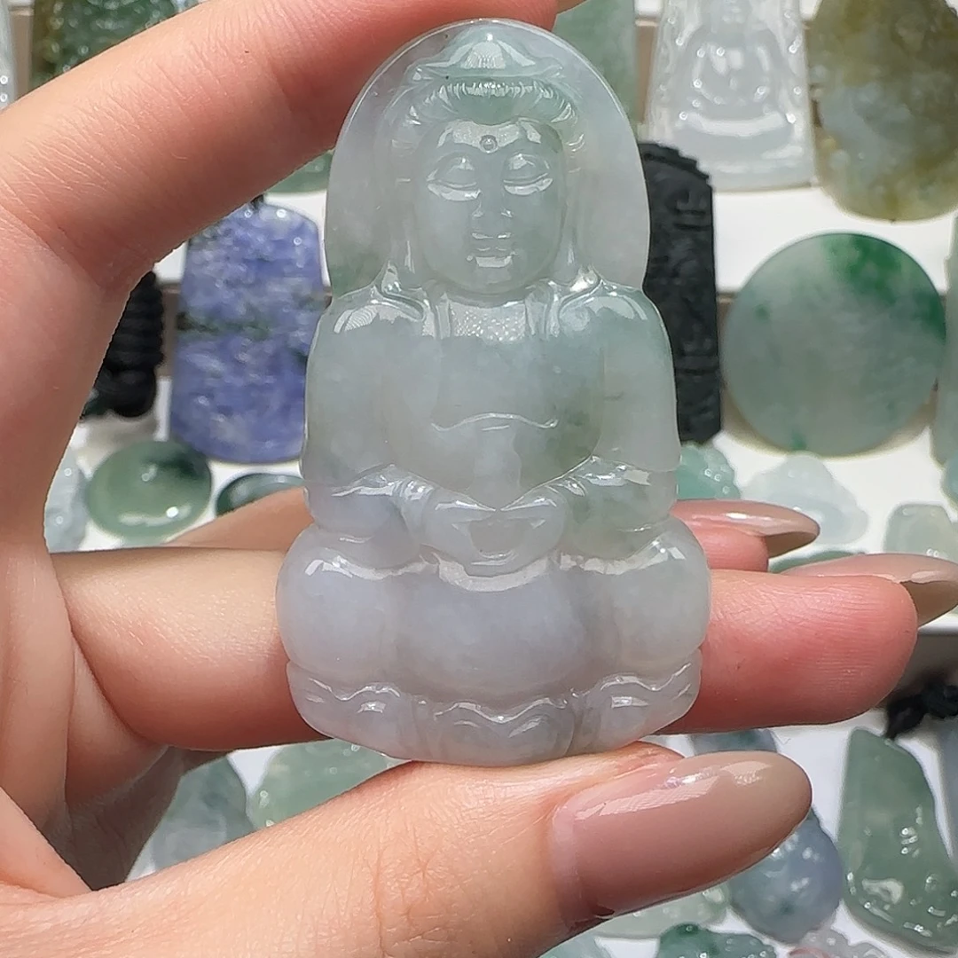 翡翠未镶嵌颈饰天然缅甸a货翡翠观音