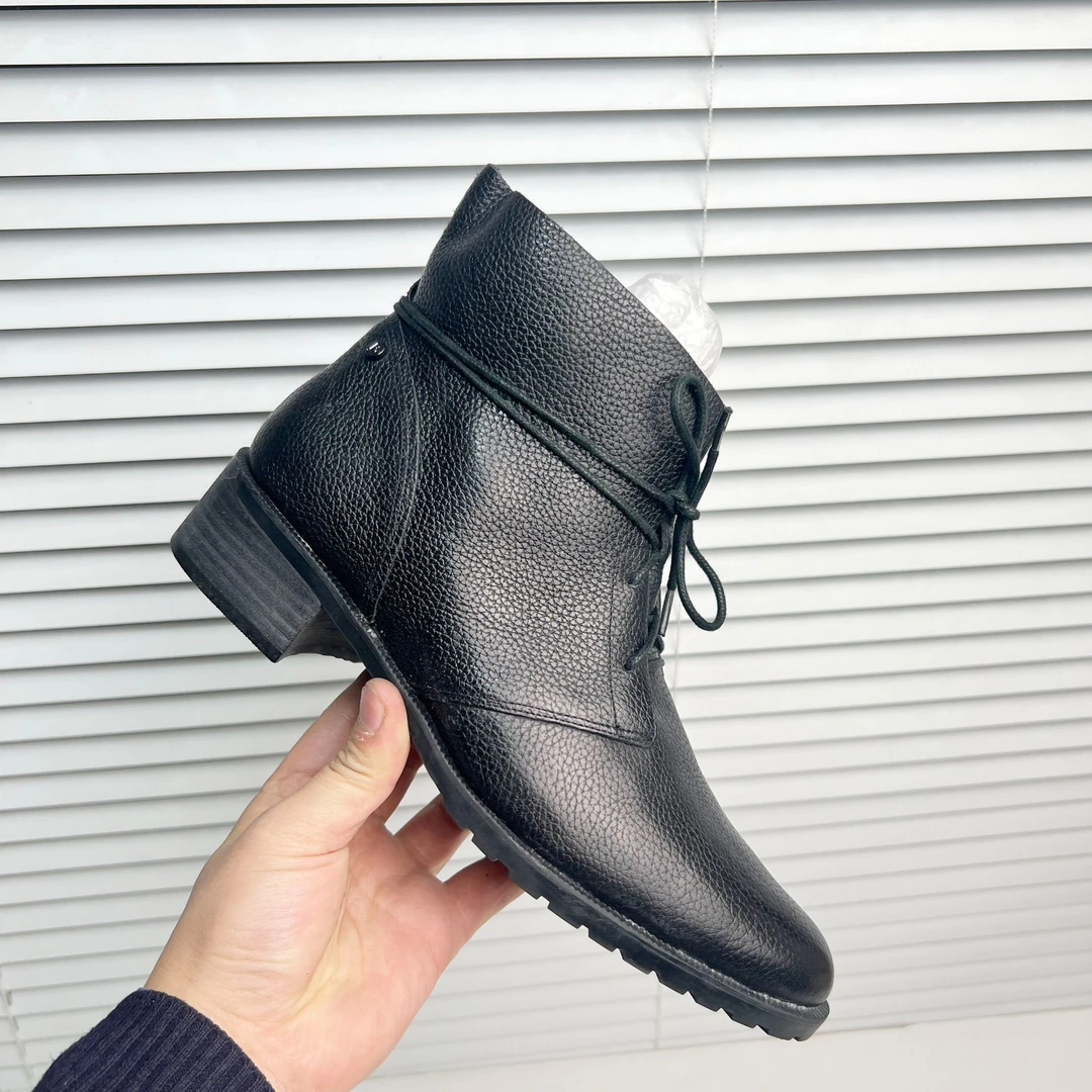 【捡漏】头层牛皮圆通粗跟时装靴短靴