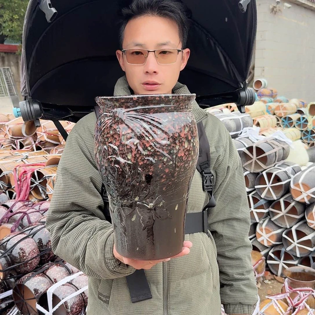紫砂花盆口18高31(一个红色老庄