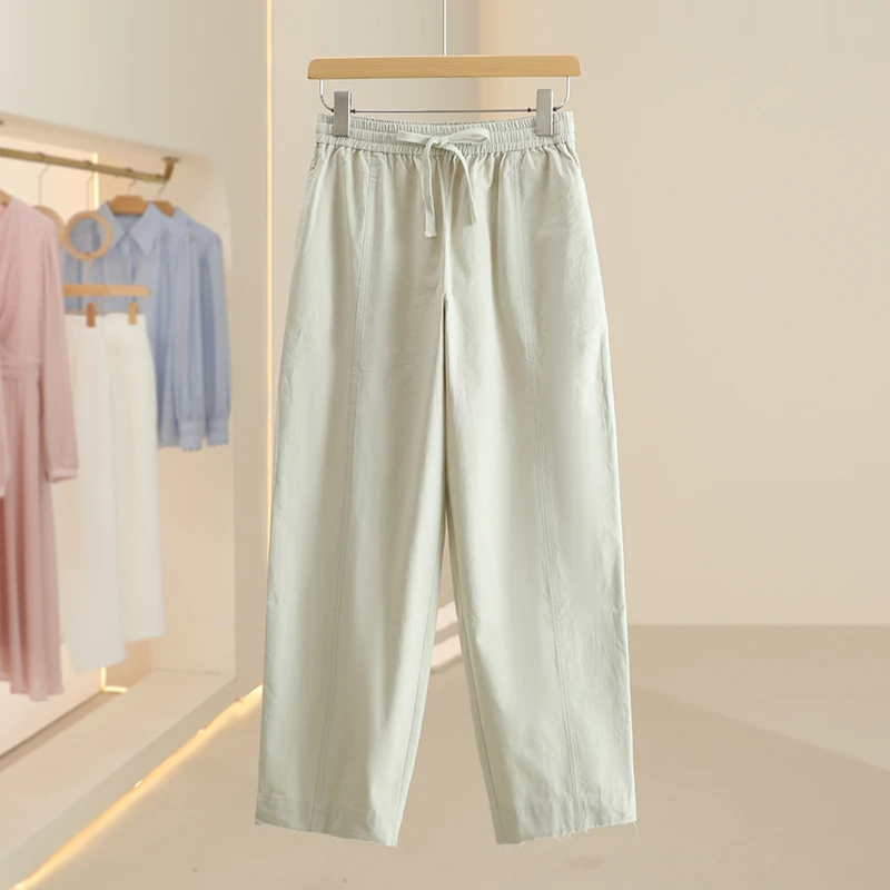 【艾w】纯棉宽松百搭洋气休闲长裤2025春季新款七号铺撤柜女装