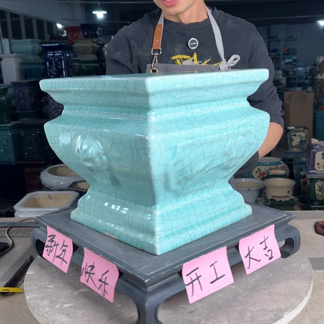 一风堂石湾花盆。缝隙