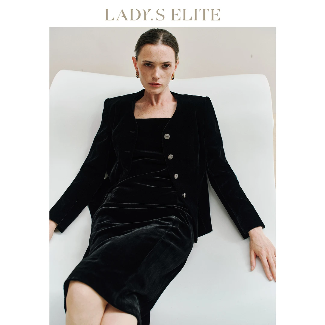 LadySElite纯色连衣裙上衣套装女2025早秋新款时尚高级感通勤穿搭