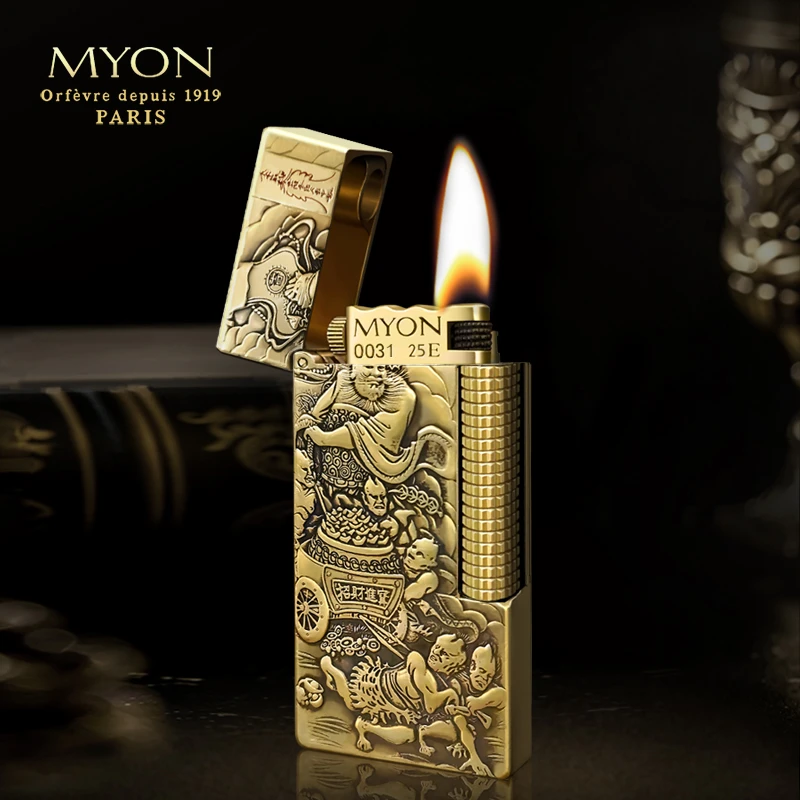 MYON欧洲勉牌M3五鬼运财原铜浮雕点漆工艺经典煤油打火机经典