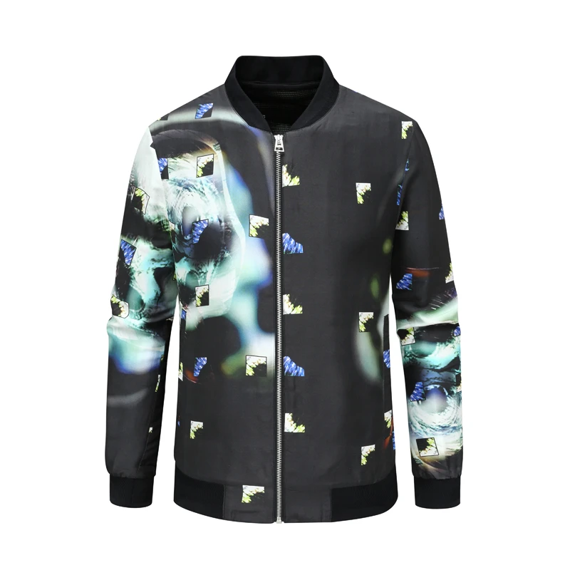 H1111春夏薄款男式夹克 桑蚕丝立领舒适休闲外套 黑色 时尚都市