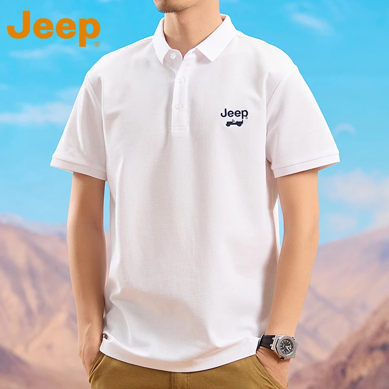 Jeep吉普夏季薄款翻领polo衫男T恤商务休闲大码透气男士短袖