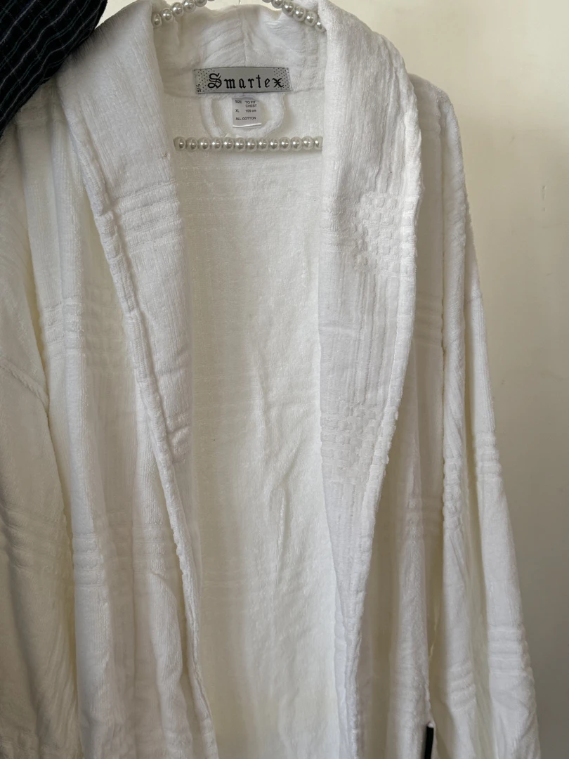 160斤/180cm以上拍  高品质纯棉白色浴袍 睡袍( 大码）有瑕疵