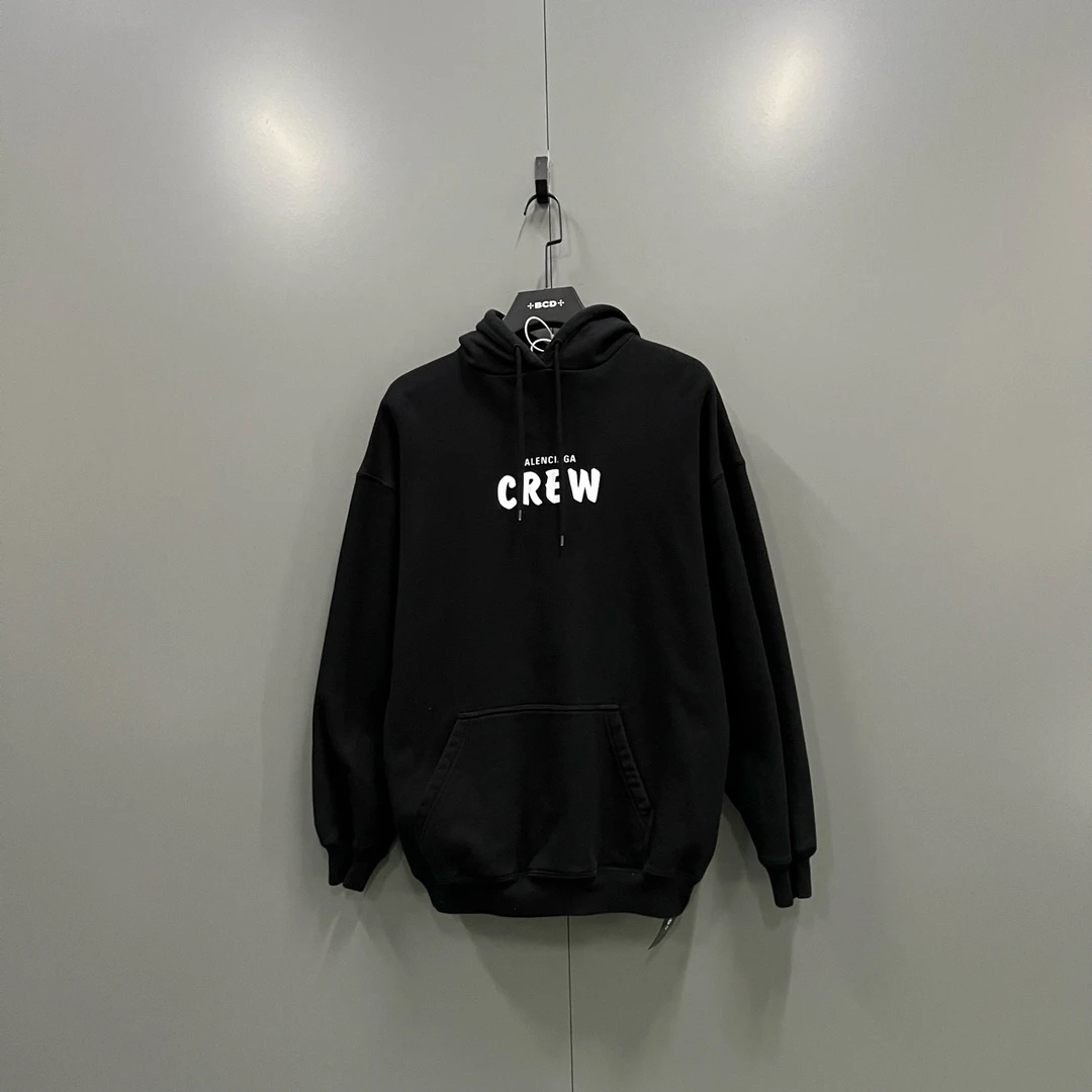 95新 Balenciaga/巴黎世家 (ll) 黑色字母印花帽衫 XS码/103289