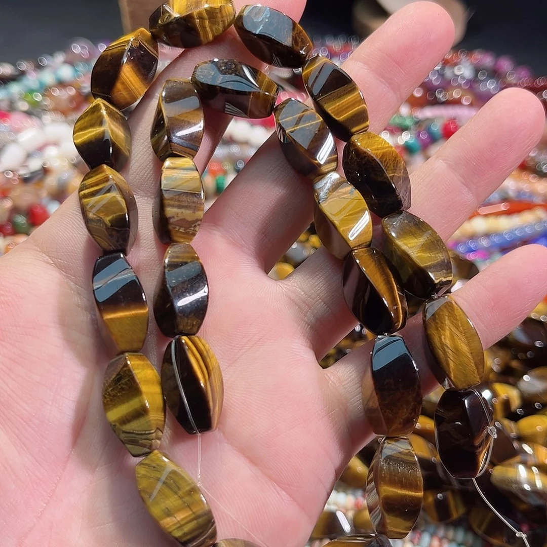 玛瑙/玉髓合金珠宝半成品A货虎眼妞妞珠10x19mm加长款