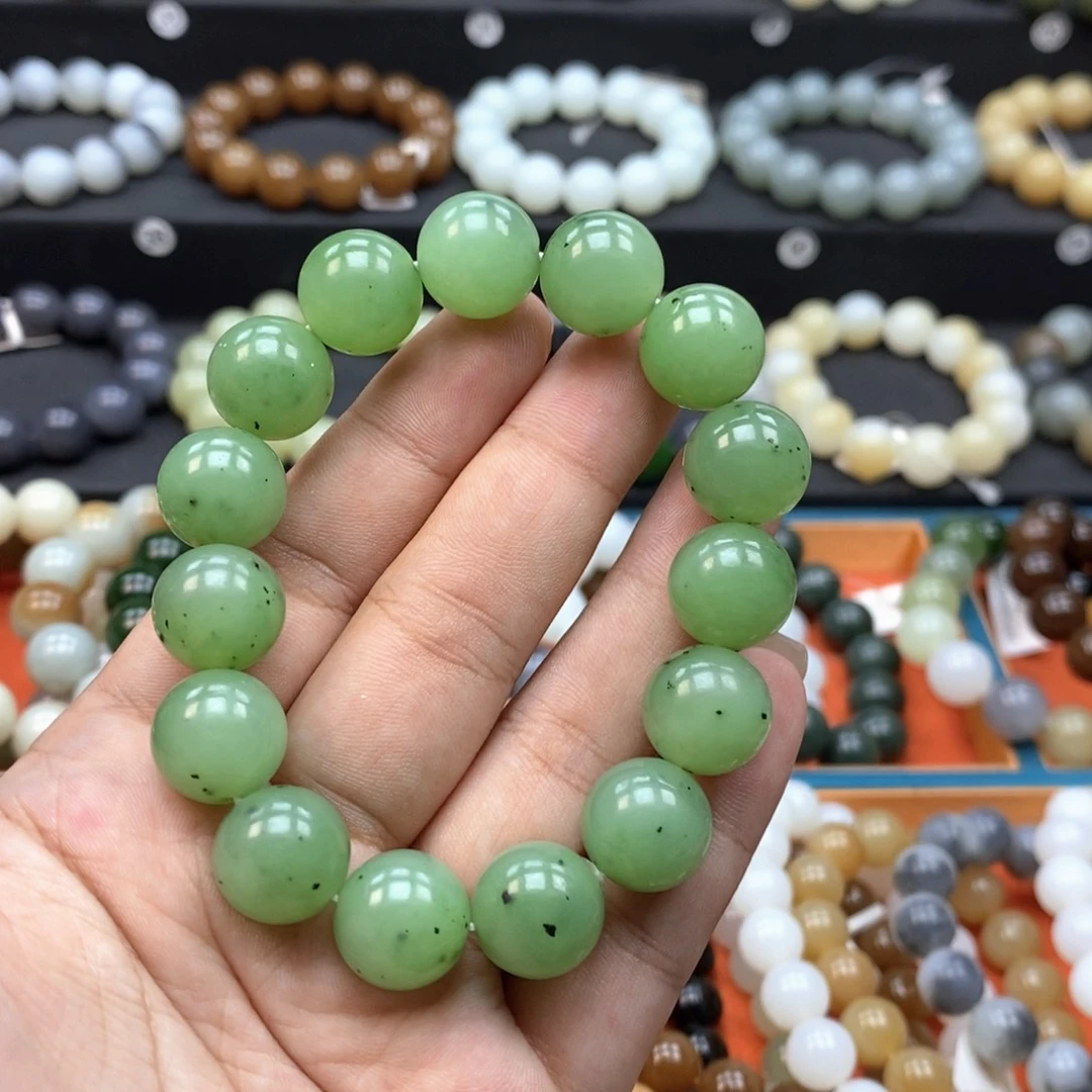 未镶嵌手串和田玉Q卡14乌兰海碧玉