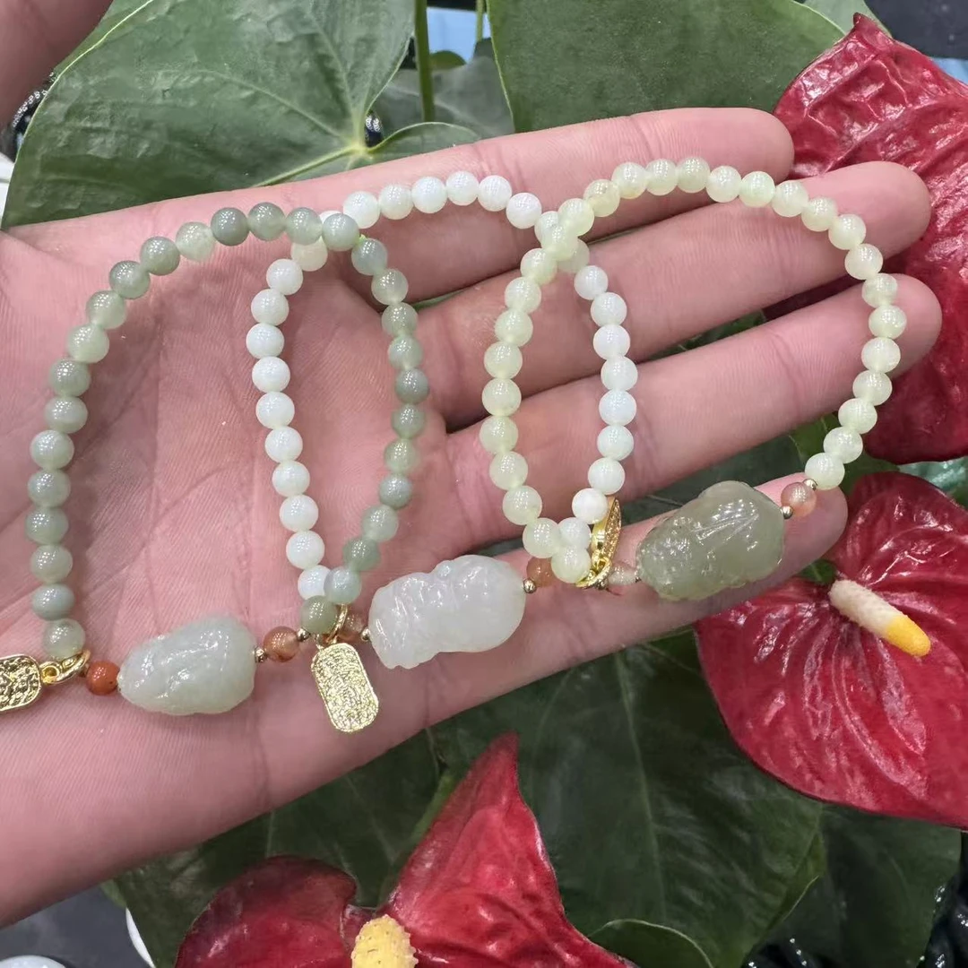 老李严选 和田玉小米珠貔貅手串 拍一发一多样性发其一 D639