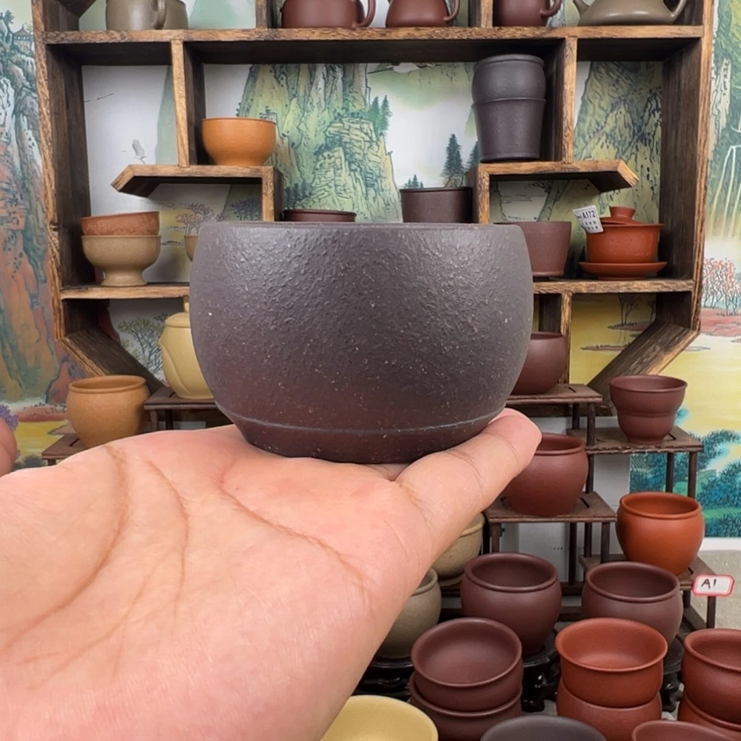 用***5茶杯紫砂拙器甄选，纯原本矿。