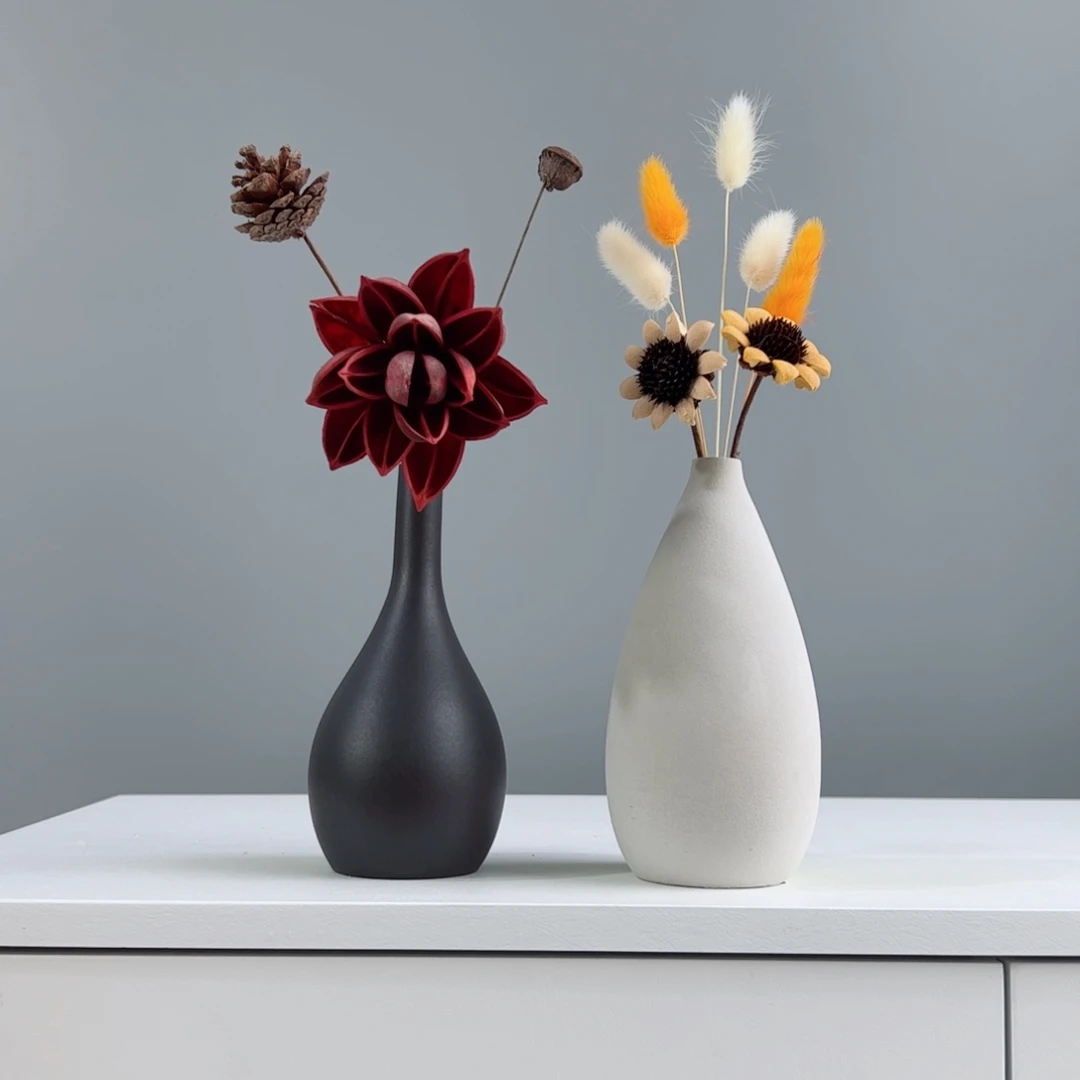 摆件陶瓷小花瓶摆件含花总高约20-30cm