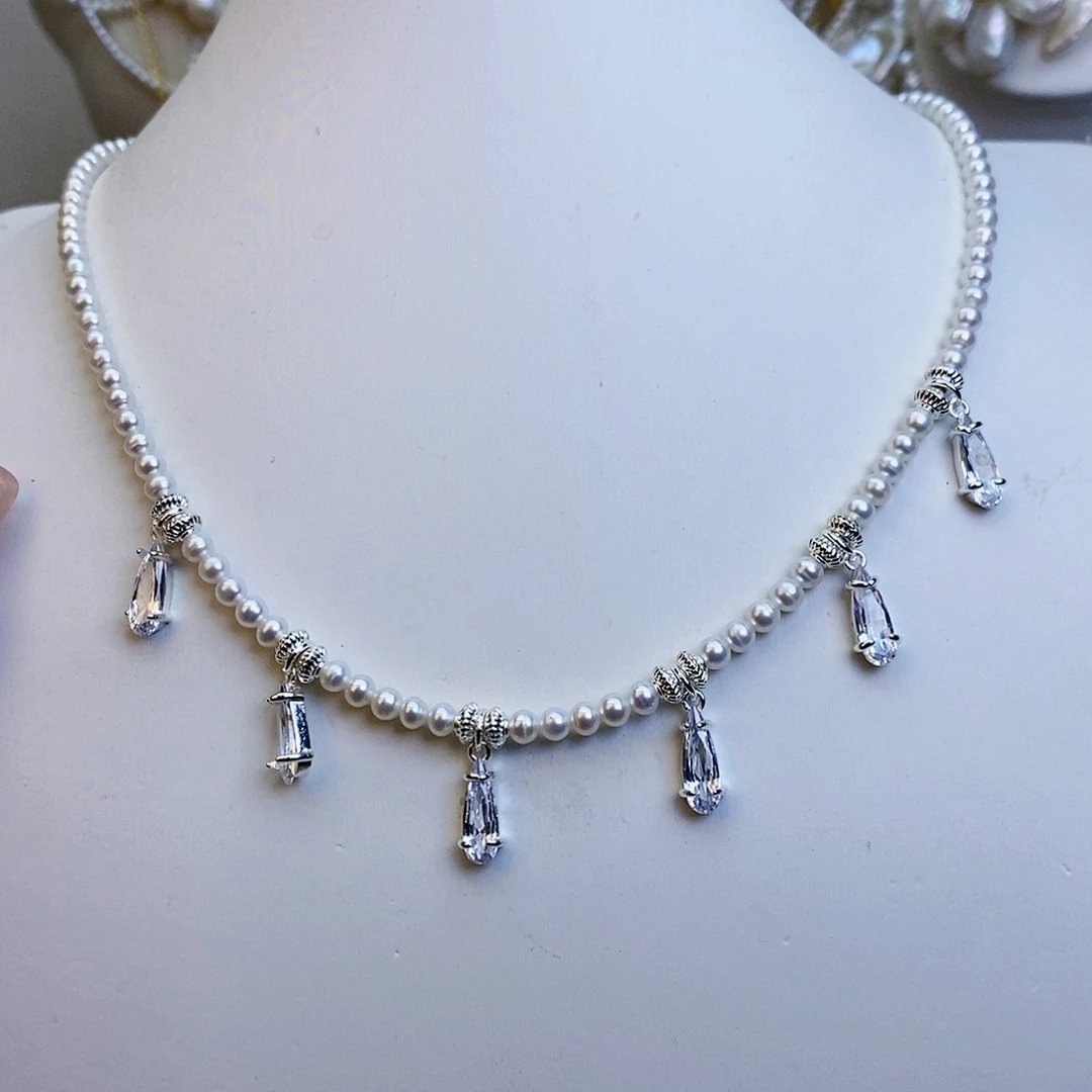 淡水珍珠颈饰银S925镶嵌