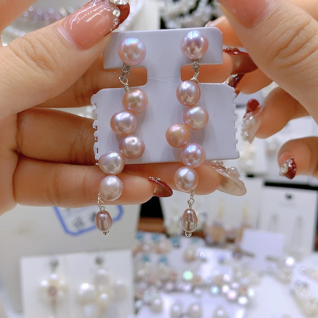 银S925镶嵌耳饰淡水珍珠