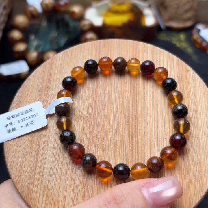 琥珀未镶嵌珠宝奇石8mm多宝单圈