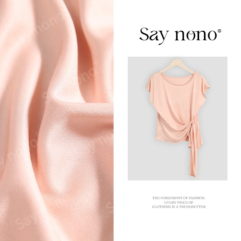 懒猫nono│Saynono 时尚醋酸缎面短袖T恤/XX2682118