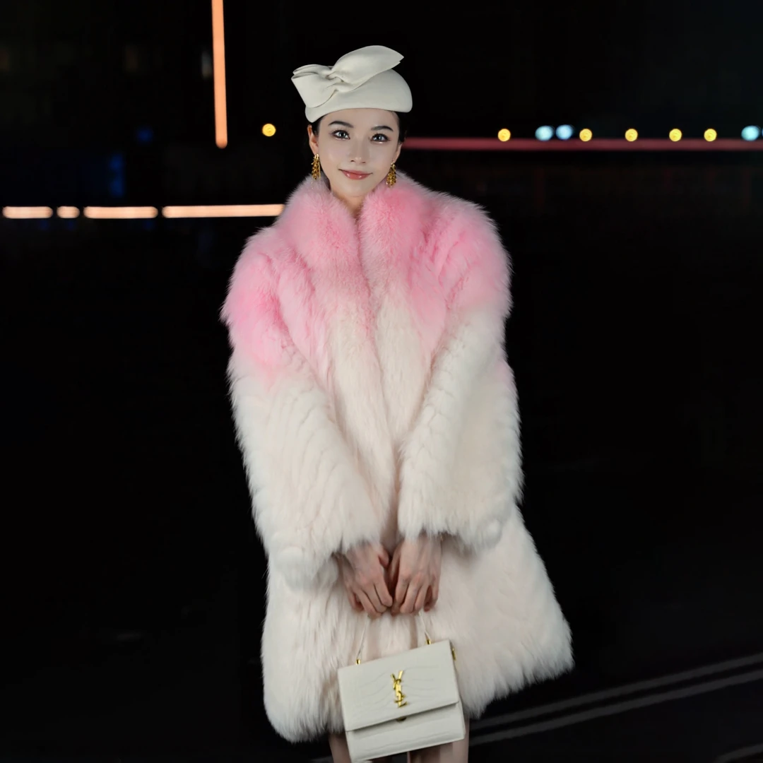 FLAME QUEEN/火焰皇后甜心蜜桃 进口狐狸毛皮草外套整皮大衣女冬