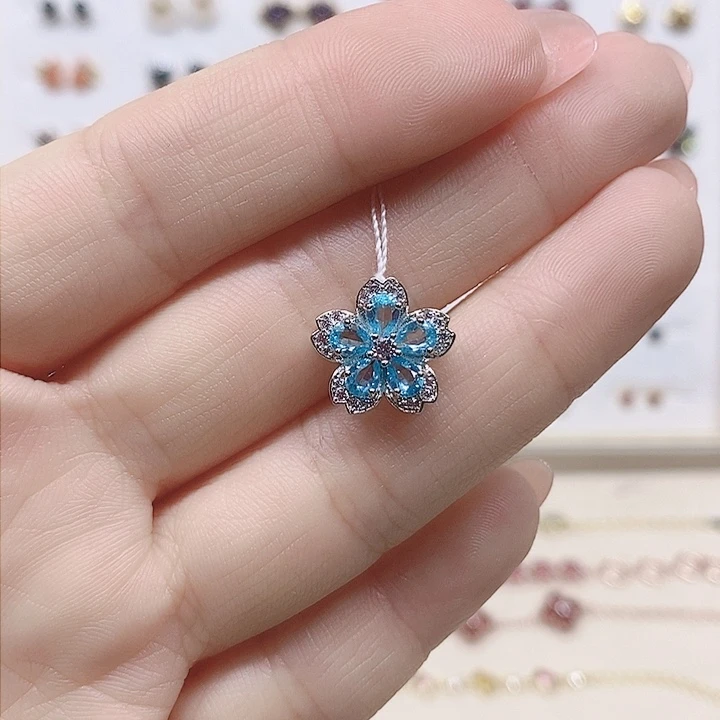 磷灰石吊坠银S925镶嵌599