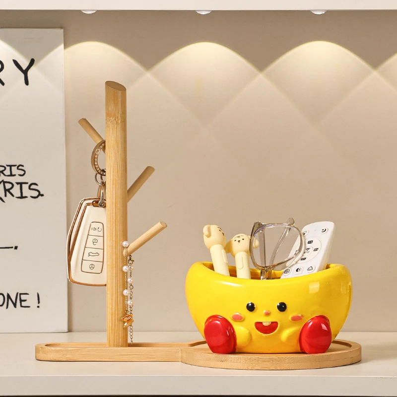 发财元宝收纳盒陶瓷家居实用风可爱高颜值客厅桌面高级卡通收纳盒