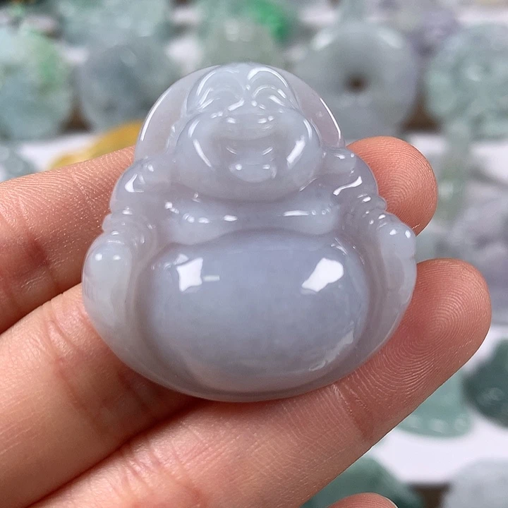 颈饰未镶嵌翡翠笑佛卡厚10+