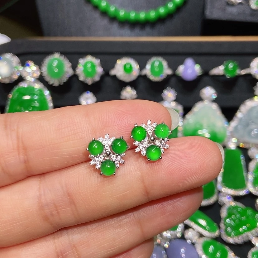 【闪购商品】翡翠耳饰未镶嵌天然翡翠