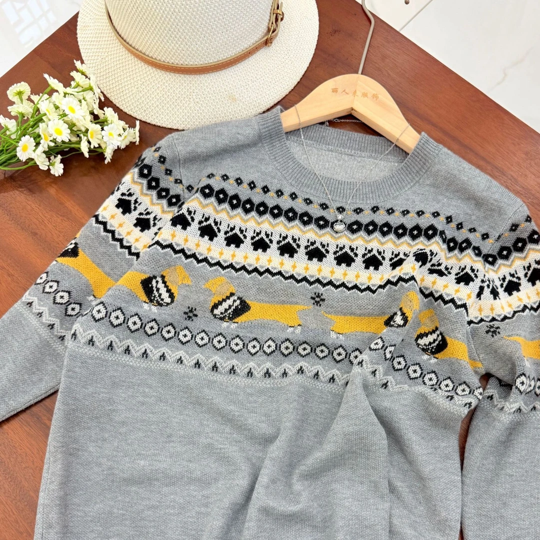 【羊毛桑蚕丝】早秋新款复古宽松百搭针织圆领女打底衫T恤长袖792