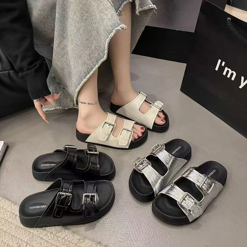 WH505韩系厚底外穿一字拖鞋